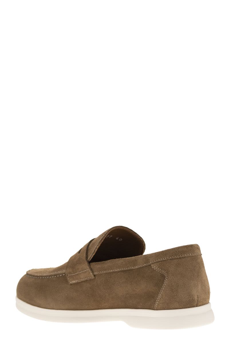 DOUCAL'S Classic Suede Moccasin for Men - Size 2 CM Sole Height