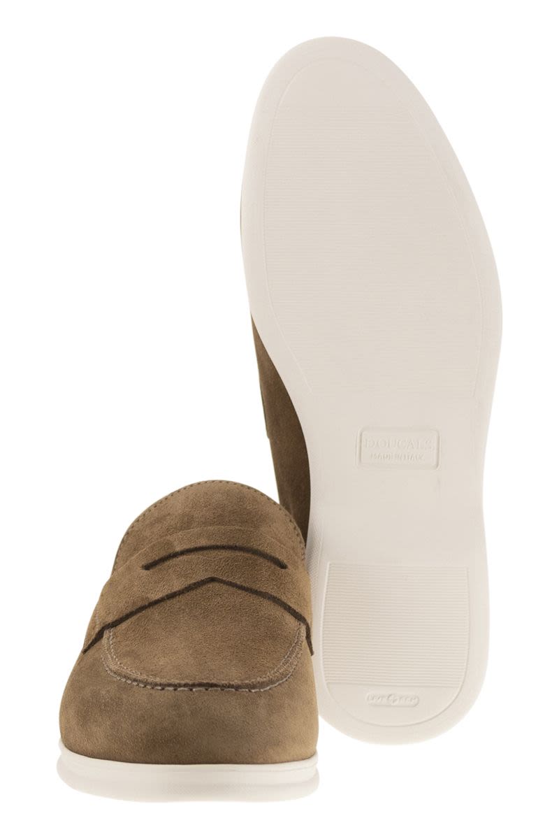 DOUCAL'S Classic Suede Moccasin for Men - Size 2 CM Sole Height