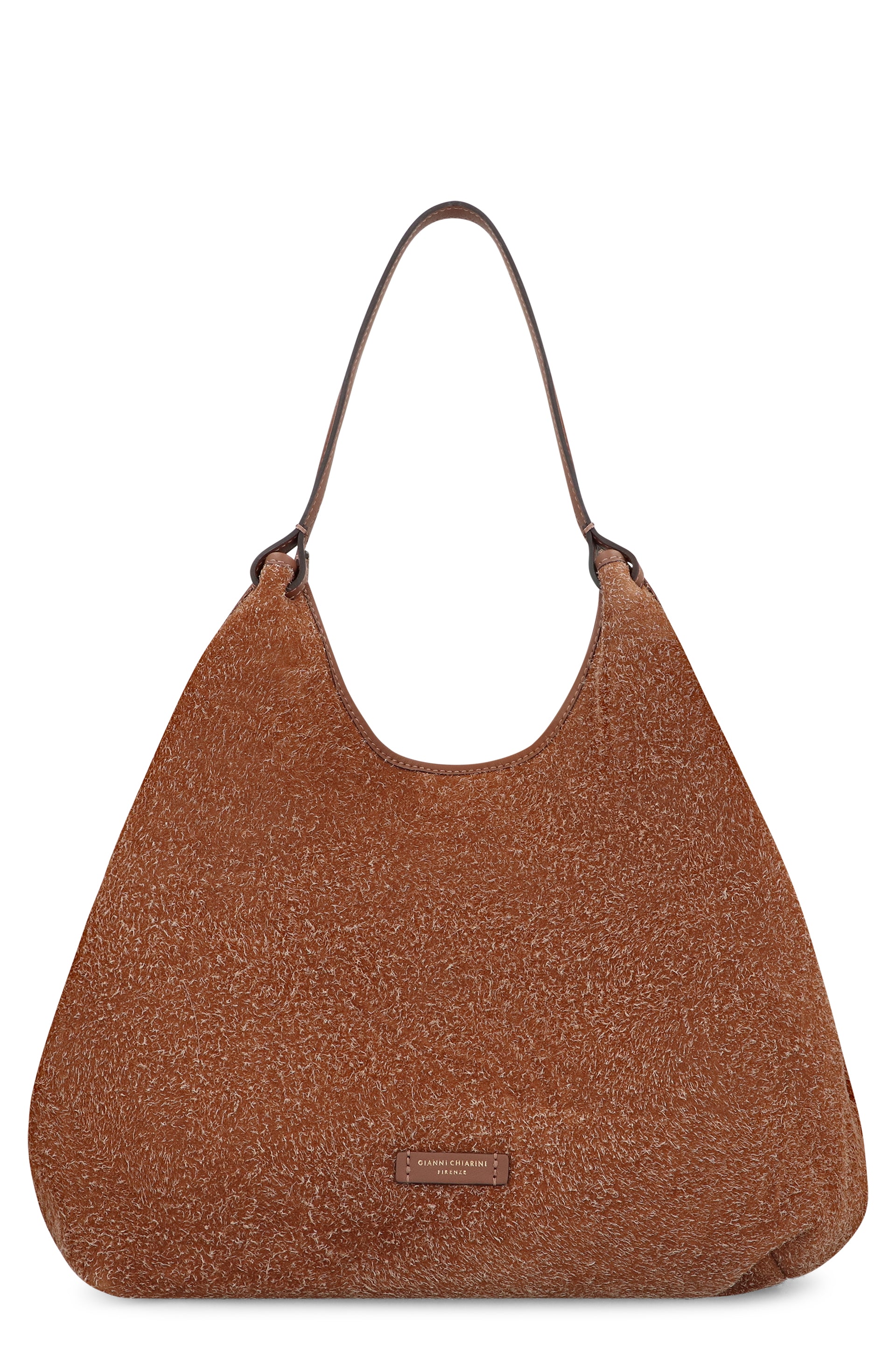 GIANNI CHIARINI Suede Handbag with Leather Handles and Magnetic Closure - 34x38x16 cm