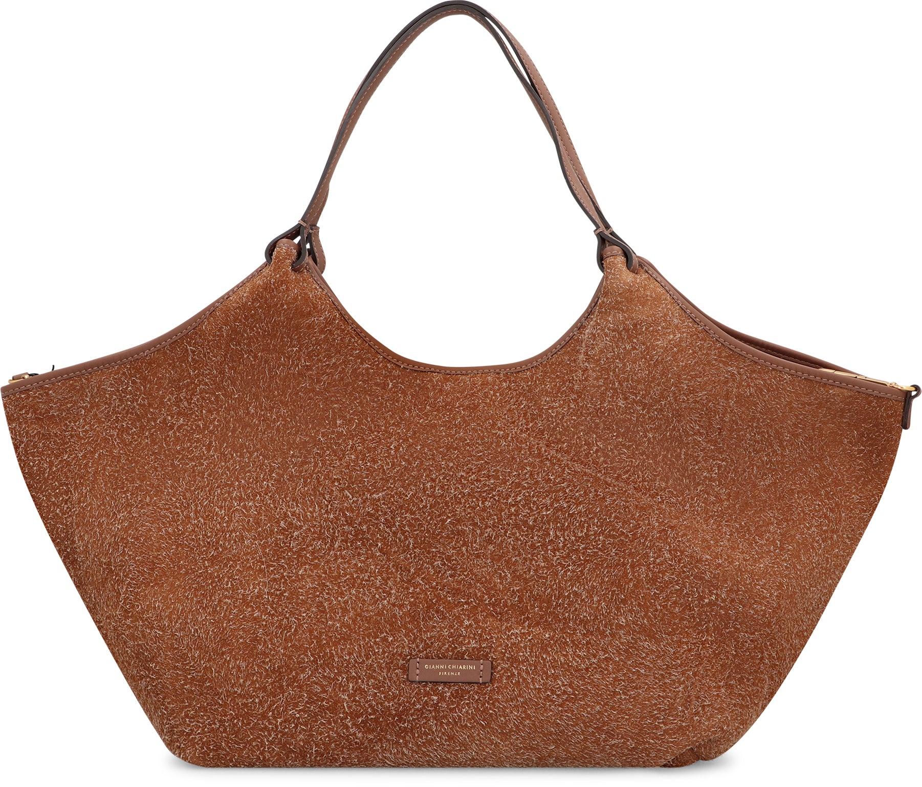 GIANNI CHIARINI Suede Handbag with Leather Handles and Magnetic Closure - 34x38x16 cm