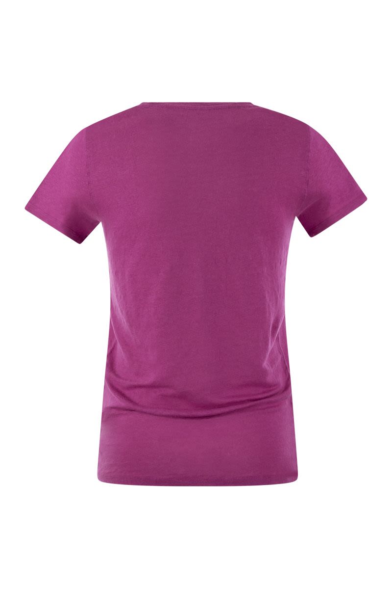 MAJESTIC Slim Fit Crew-Neck T-Shirt in Linen and Short Sleeve