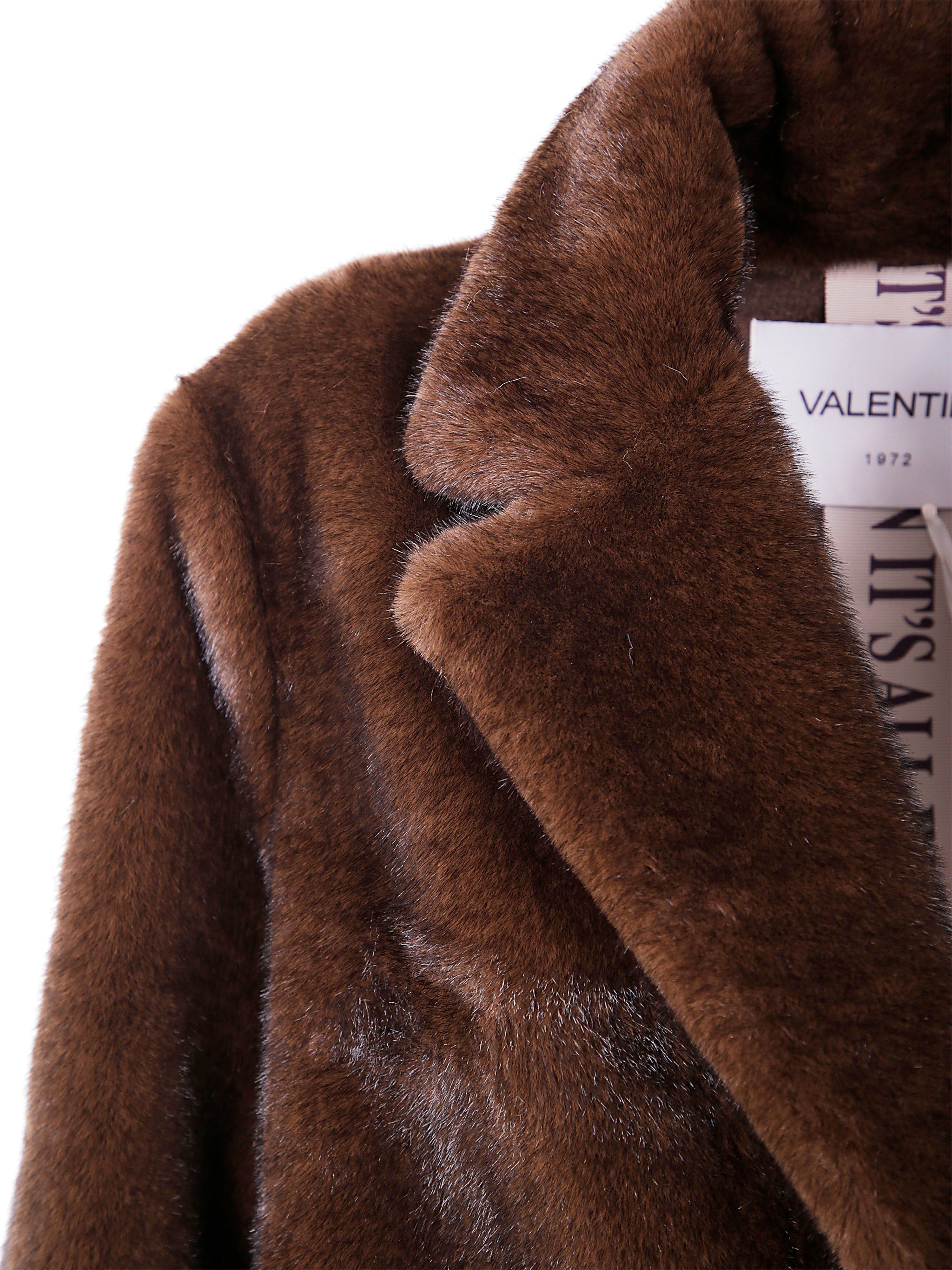 VALENTINI 1972 Eco Mink Midi Single Breasted Faux Fur Coat