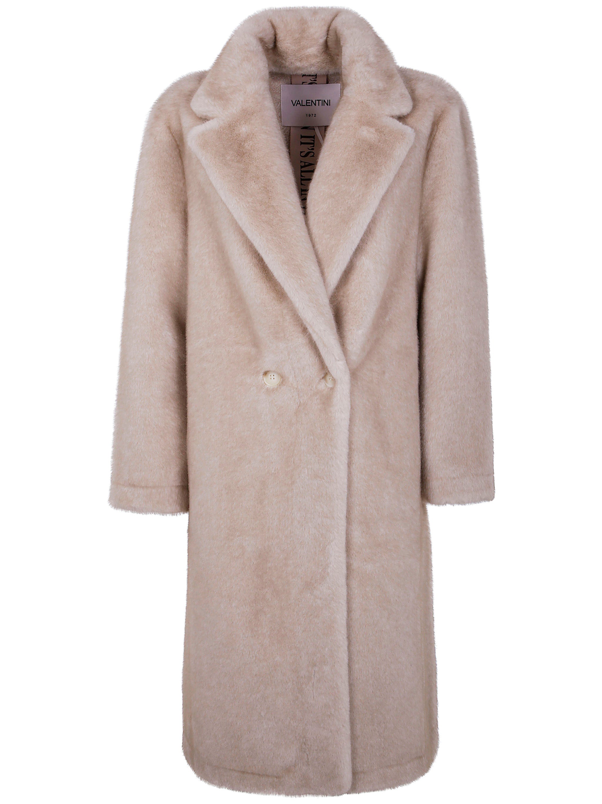 VALENTINI 1972 Eco Mink Midi Single Breasted Faux Fur Coat