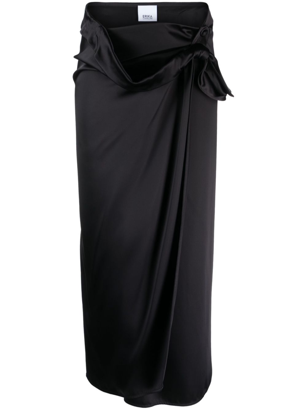 ERIKA CAVALLINI High-Waisted Draped Satin Wrap Skirt