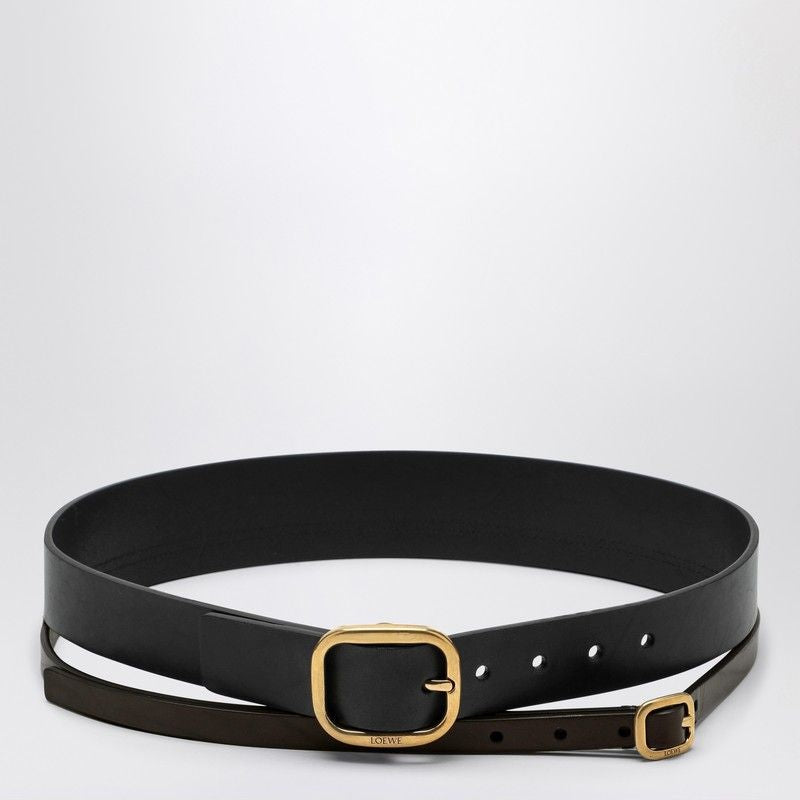 LOEWE Double Leather Belt with Metal Buckles