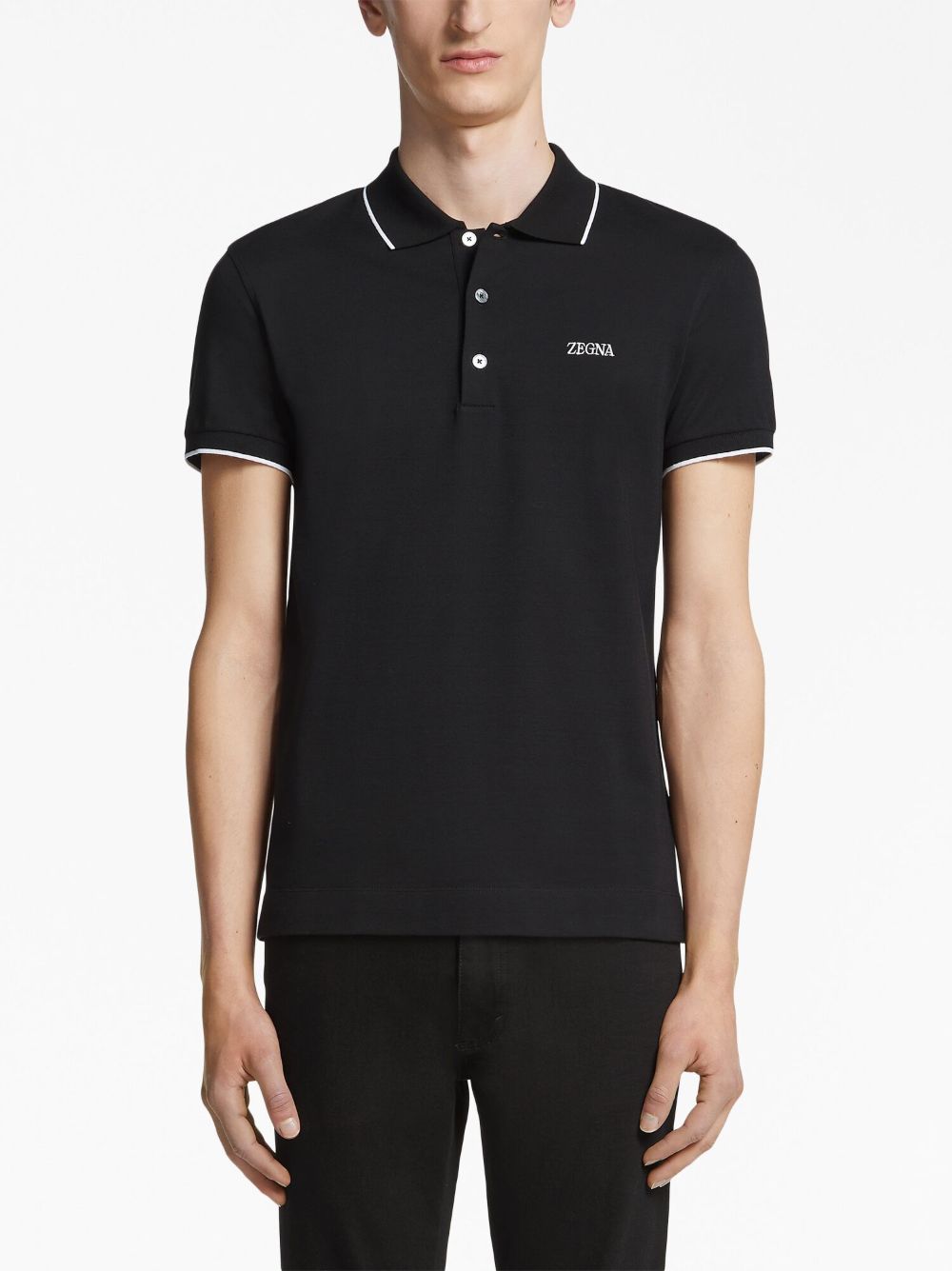 ZEGNA Men's Logo Knit Polo Shirt (Size 48)