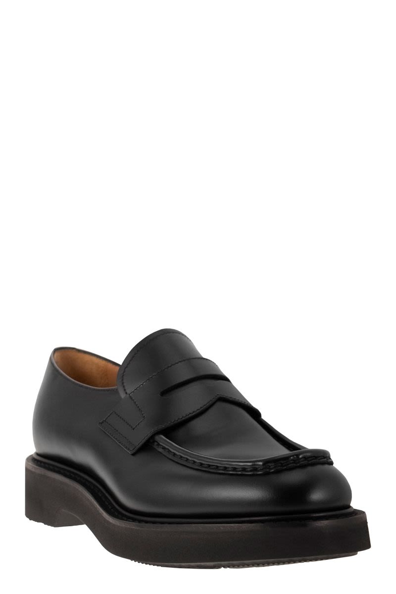 CHURCH'S Premium Leather Loafer with Raised Stitch Apron - Size 10