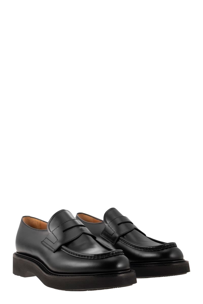 CHURCH'S Premium Leather Loafer with Raised Stitch Apron - Size 10