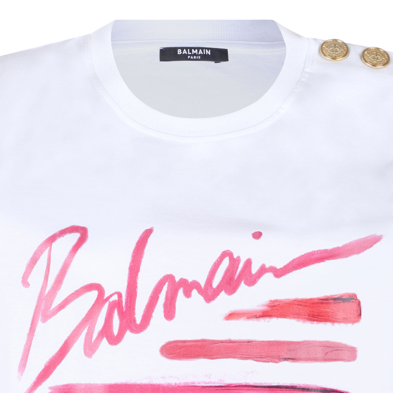 BALMAIN Organic Cotton Multi-Rose Women's T-Shirt