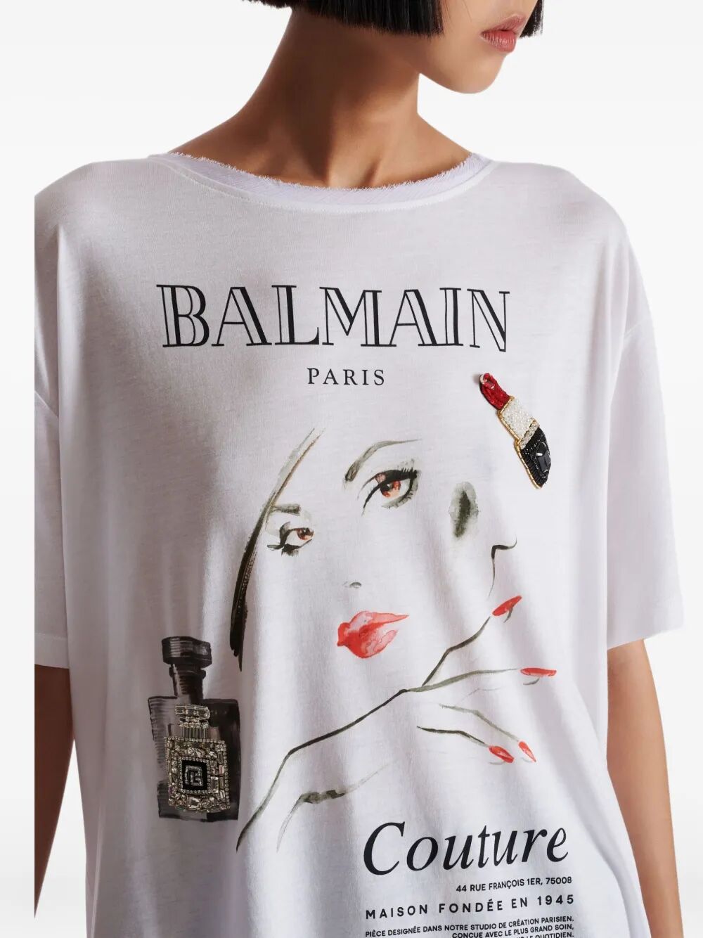 BALMAIN Embroidered Patches Women's T-Shirt