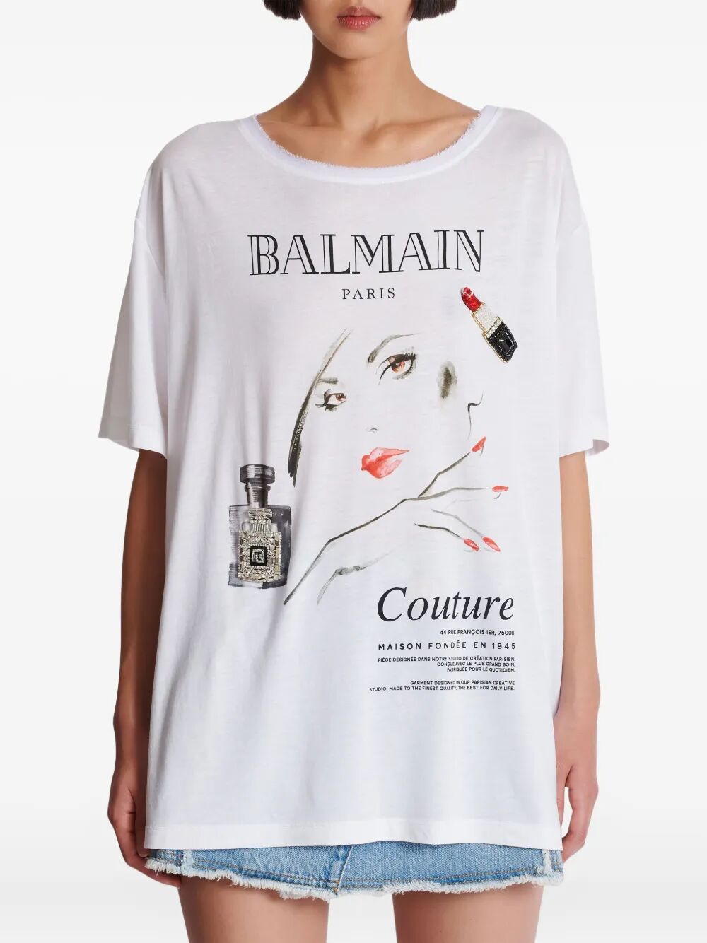 BALMAIN Embroidered Patches Women's T-Shirt