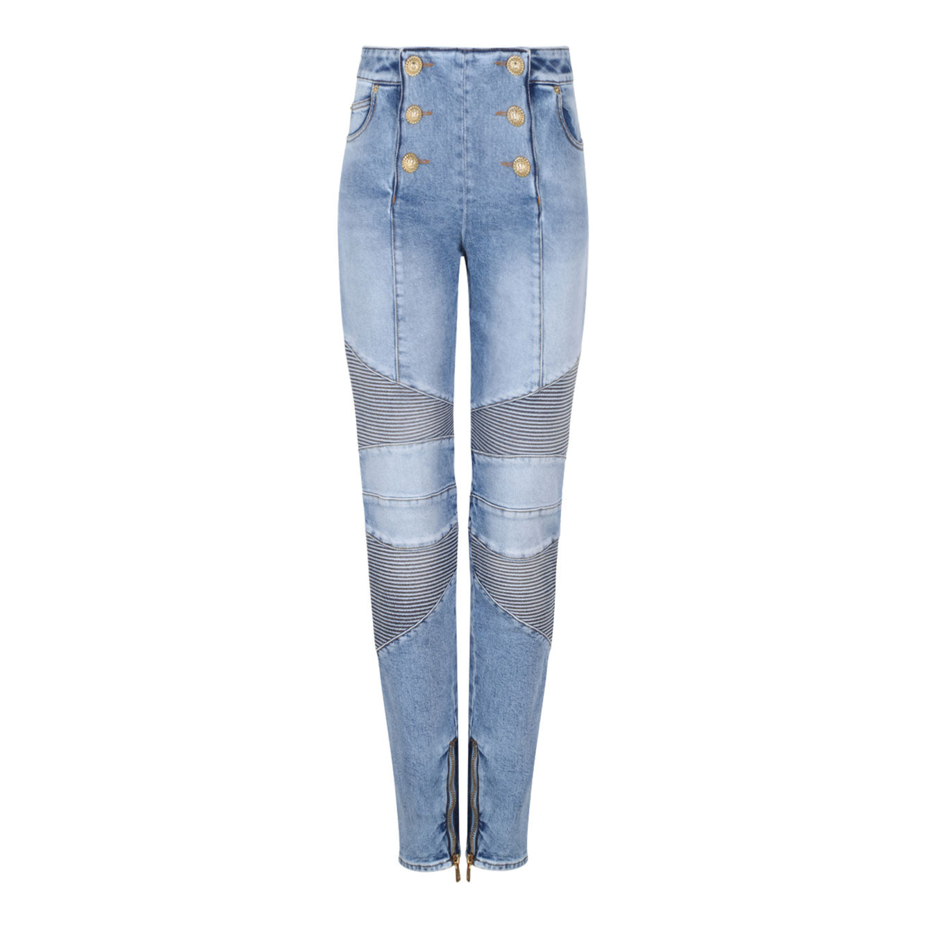 BALMAIN Elegant High-Waisted Cotton Jeans for Women