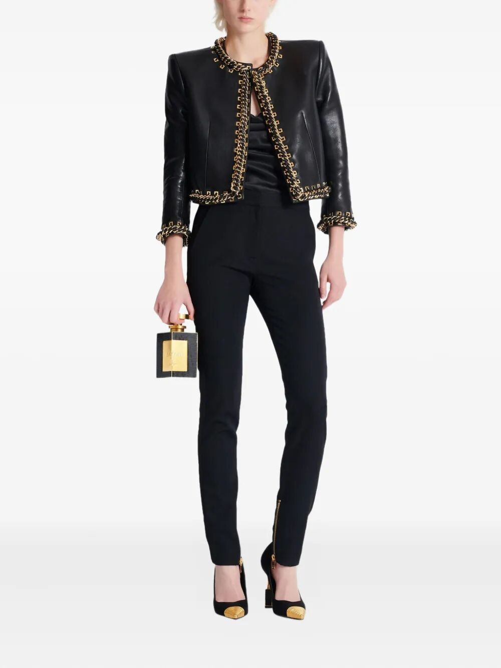BALMAIN Zipped Satin Slim Pants