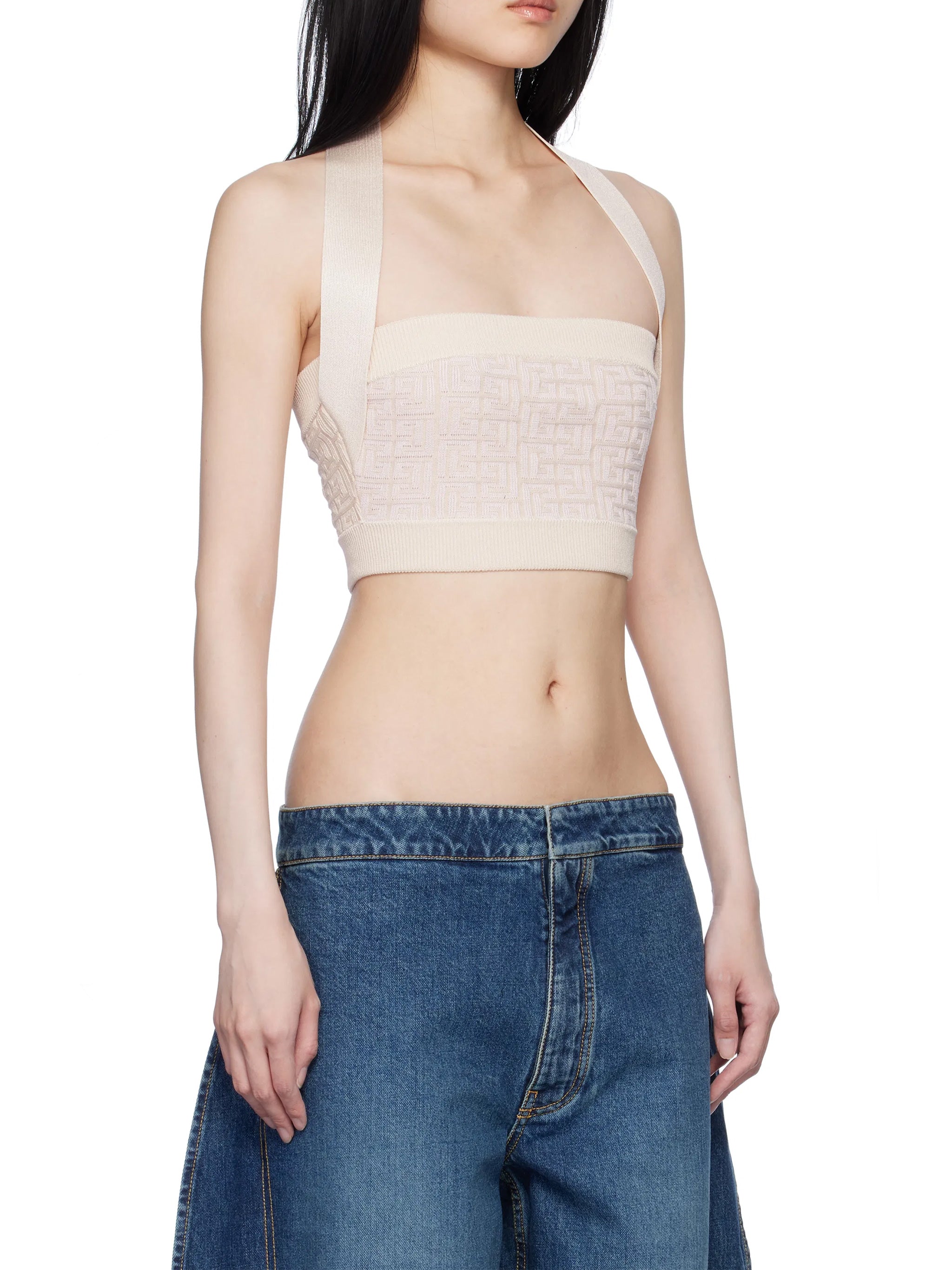 BALMAIN Labyrinth Open-Back Knit Top