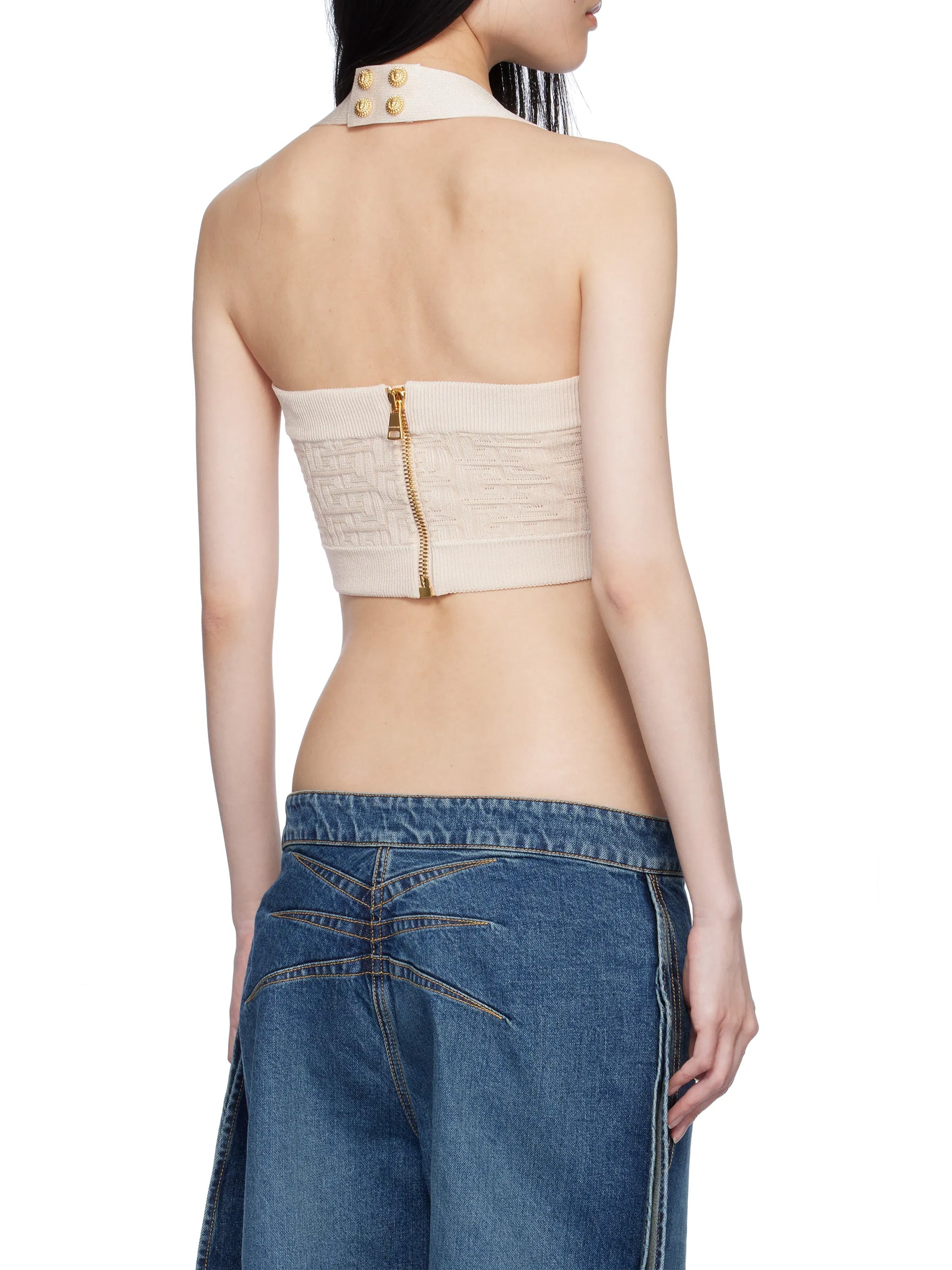 BALMAIN Labyrinth Open-Back Knit Top