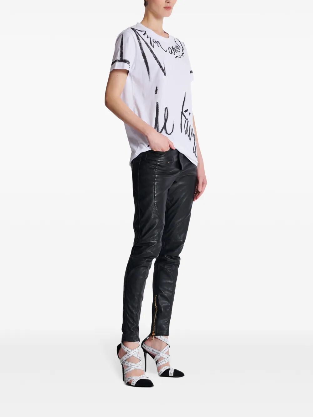 BALMAIN Writing Printed Mini T-Shirt for Women