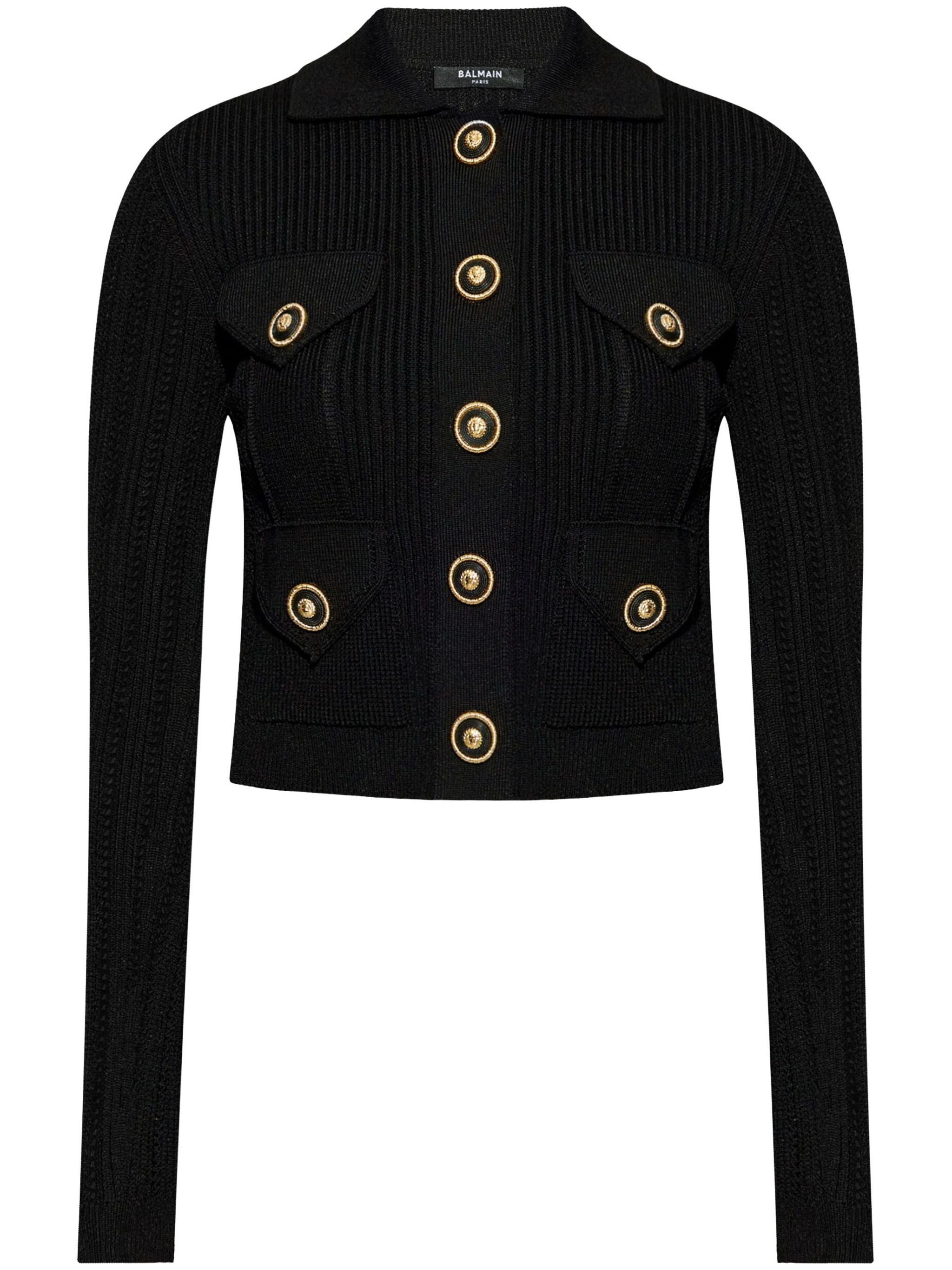 BALMAIN Mini Perforated Ribbed Knit Cardigan - Women's Size 36