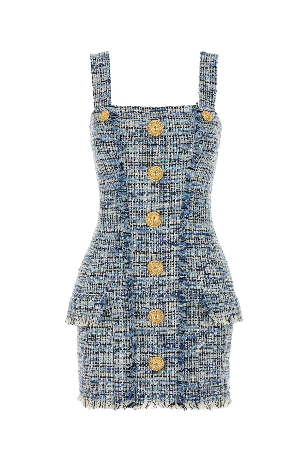 BALMAIN Embroidered Tweed Mini Dress