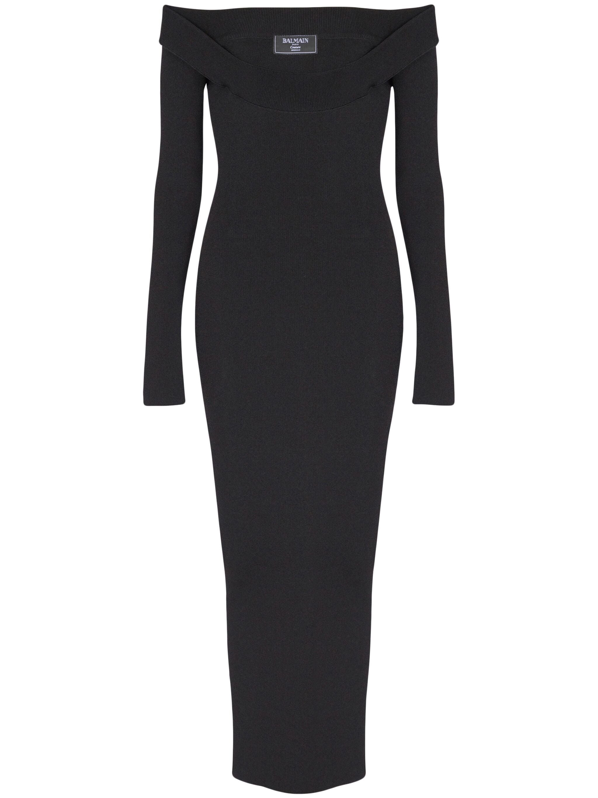 BALMAIN Double Collar Knit Zipped Midi Dress