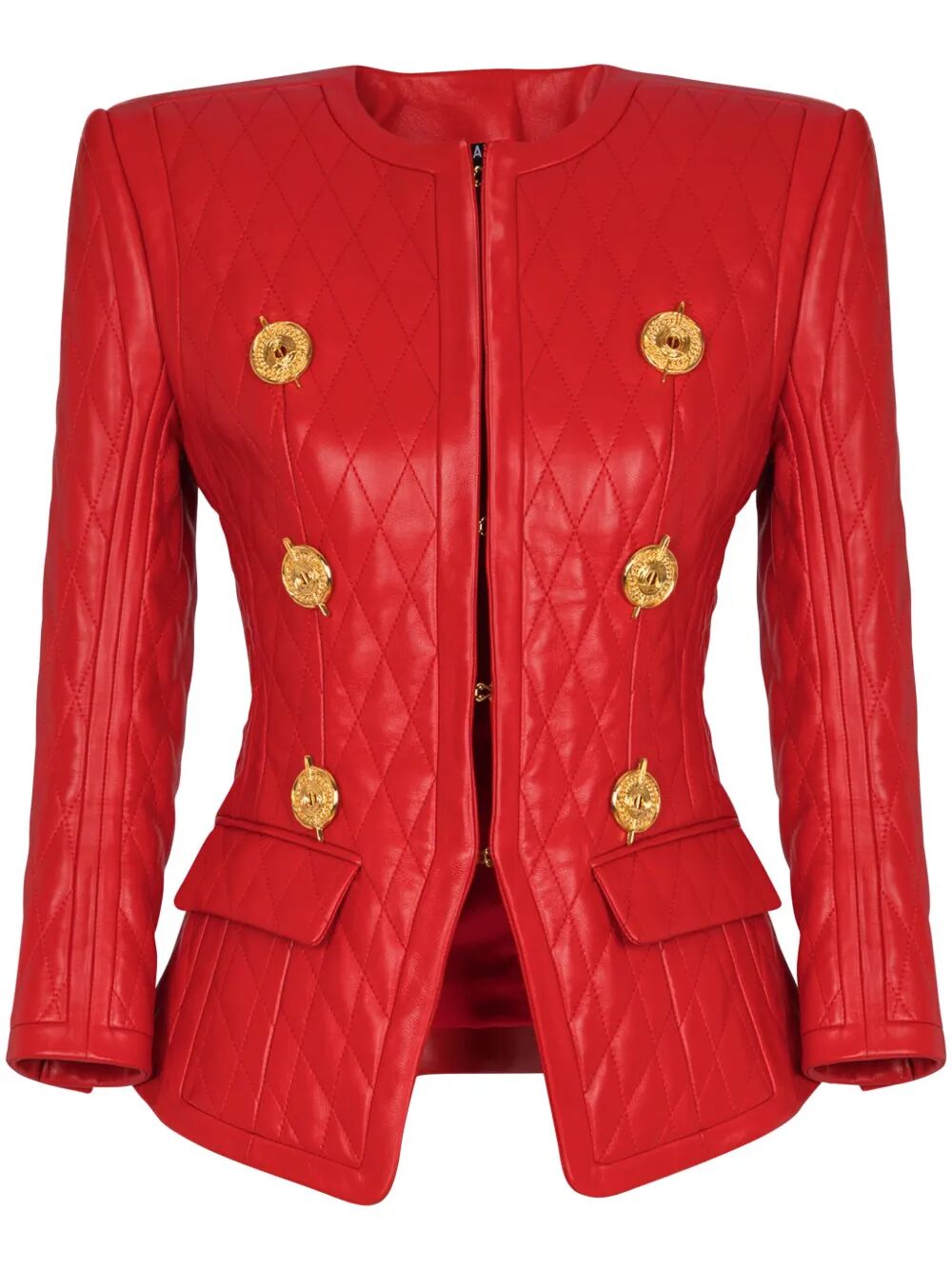 BALMAIN Lambskin Quilted Jacket with 2 Pockets - Women's