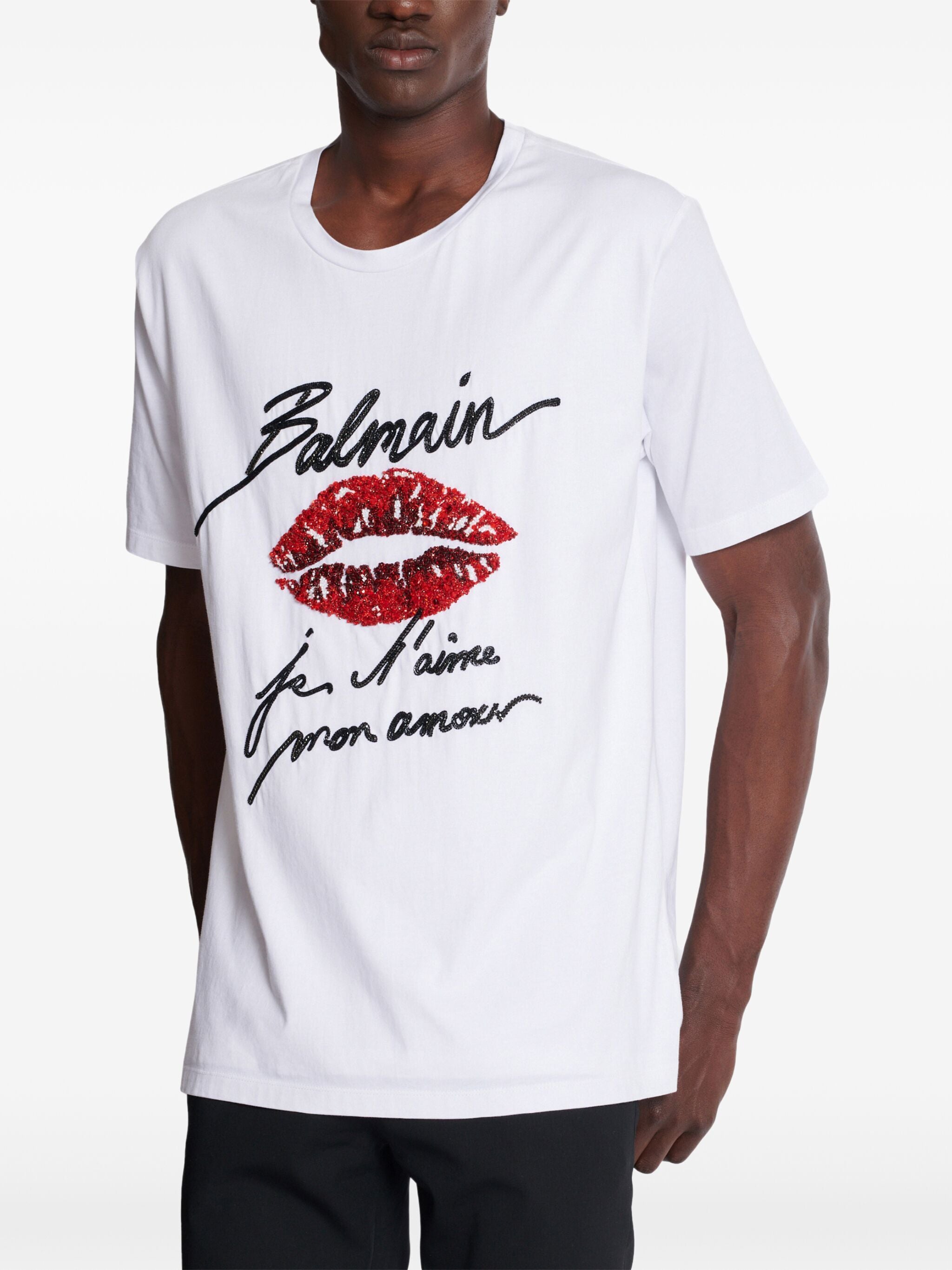 BALMAIN Embroidered Lips T-Shirt - Regular Fit