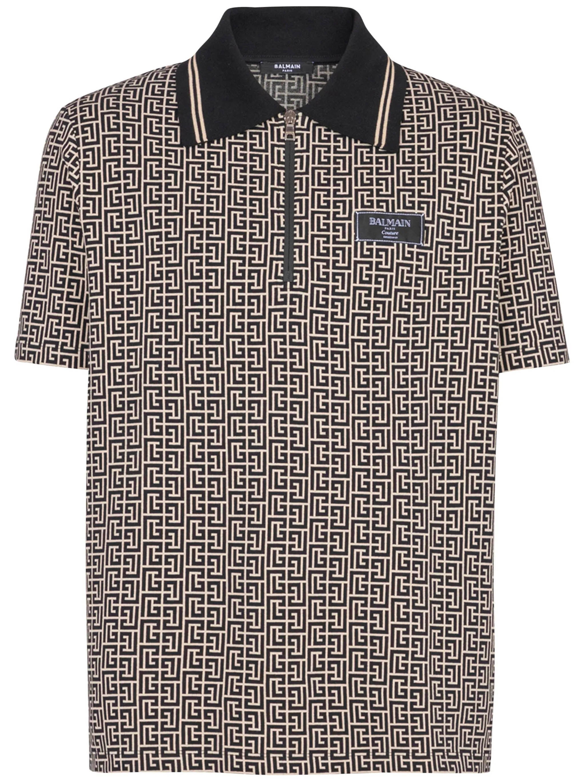 BALMAIN Labyrinth Jacquard Polo Shirt - Size M