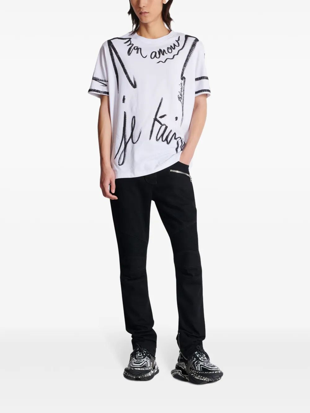 BALMAIN Slim Fit Biker Jeans - Size 48