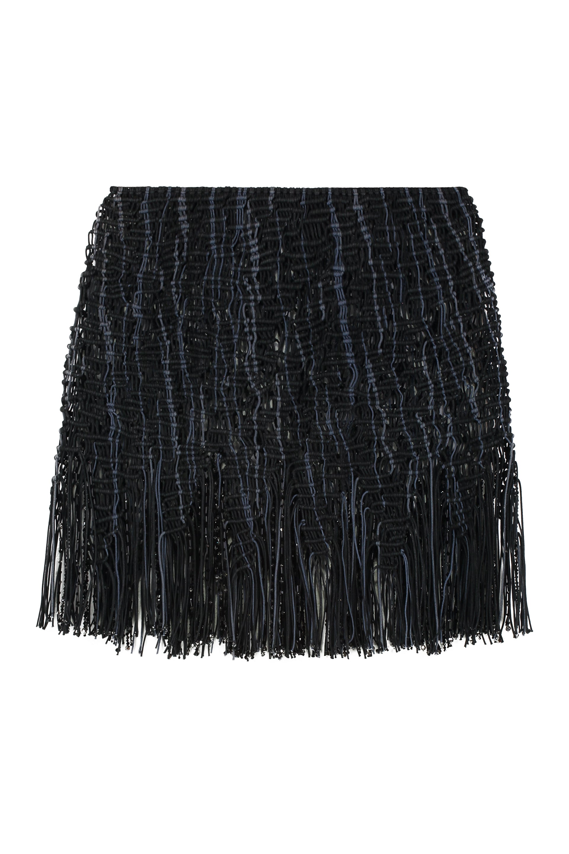 ROBERTA EINER Fringe Hem Knit Mini Skirt