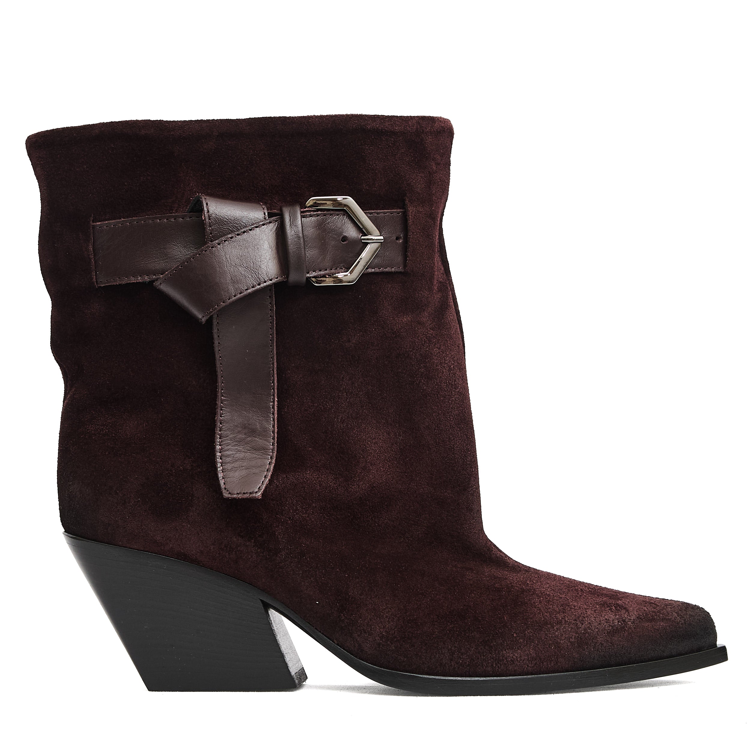 ELENA IACHI Suede Ankle Boots with Buckle