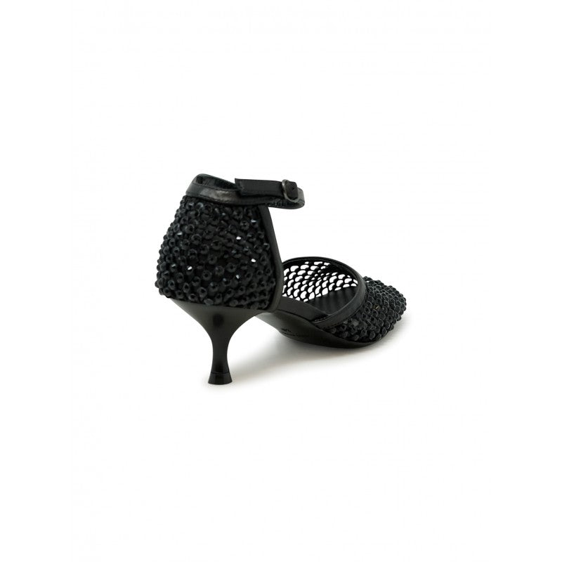 ELENA IACHI Chic Leather and Glitter Sandals with 5 cm Heel