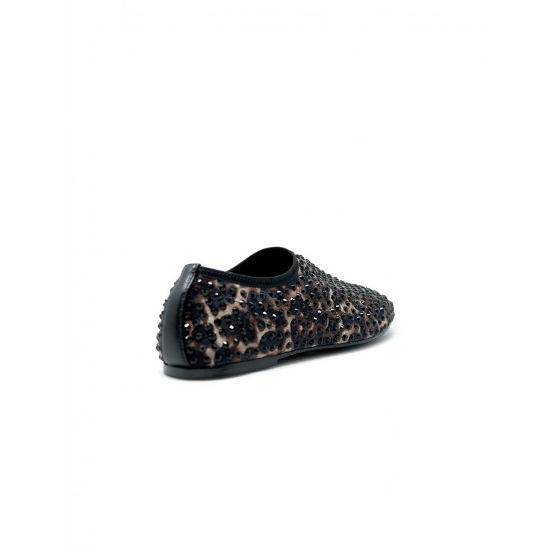 ELENA IACHI Leopard Leather and Glitter Ballerina Shoes