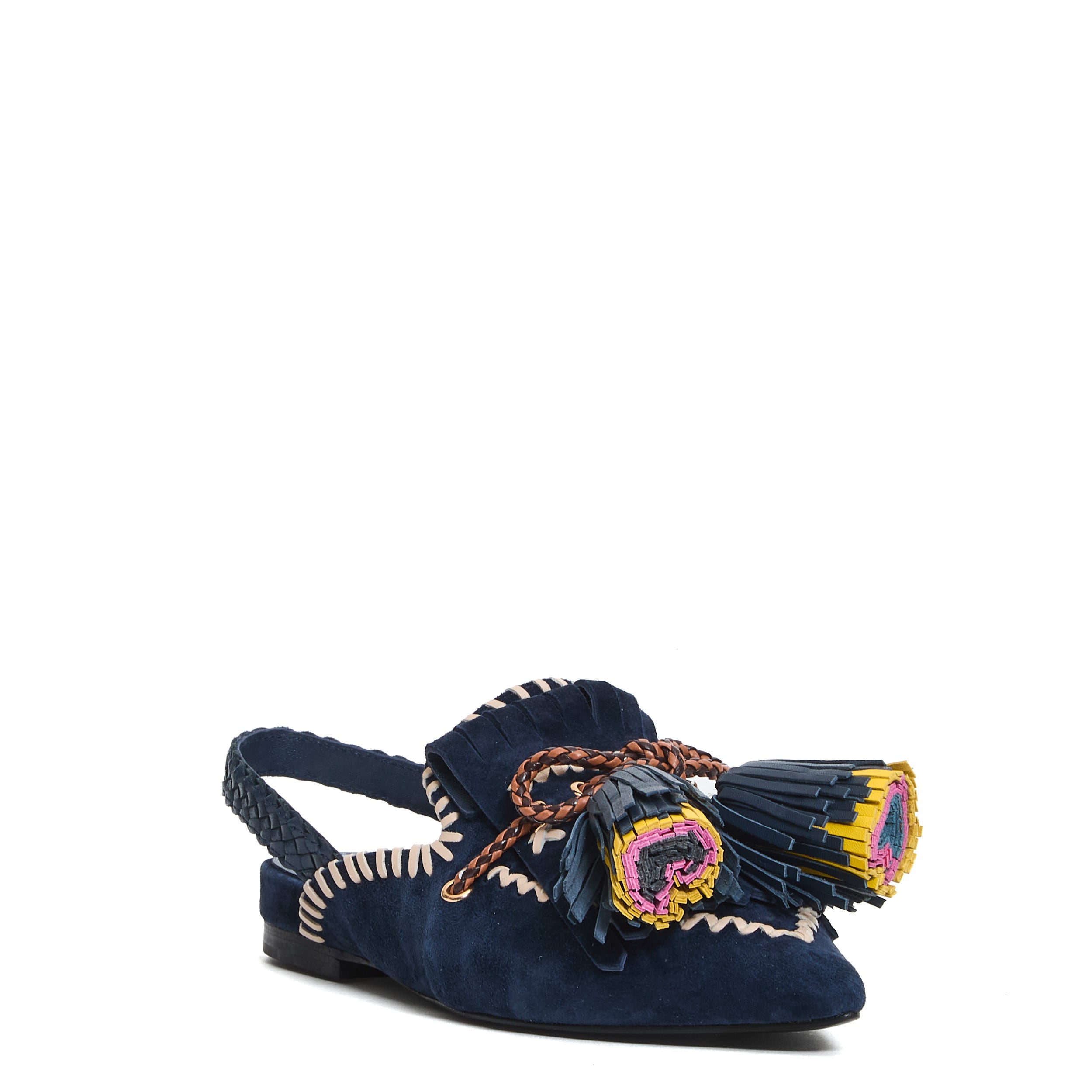ELENA IACHI Slingback Loafers with Tassel Accents for Women