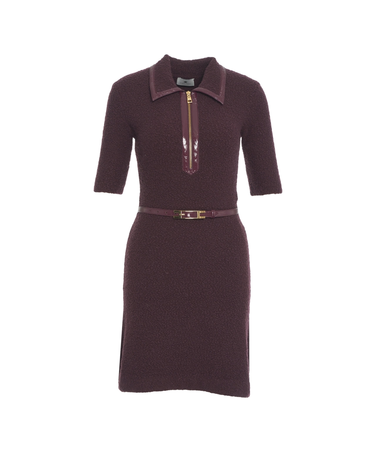 ELISABETTA FRANCHI Elegant Mini Dress with Polo Collar and Zip Detail
