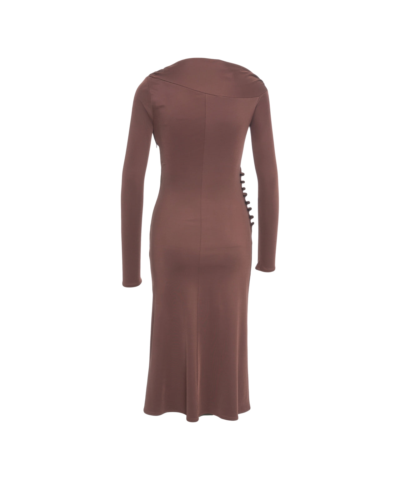 ELISABETTA FRANCHI Elegant Midi Dress with Asymmetric Neckline and Draping