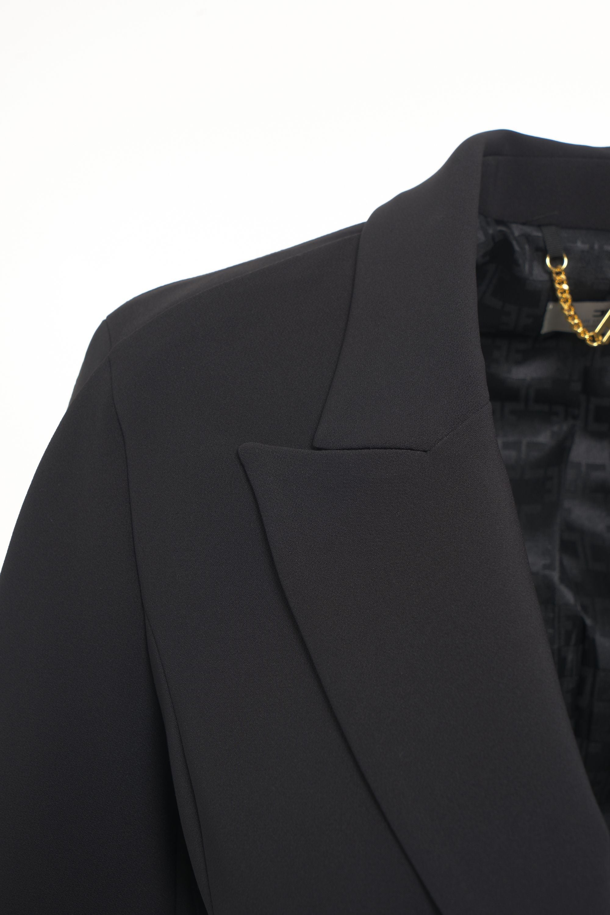 ELISABETTA FRANCHI Tailored Crepe Blazer with Logo Belt for Women