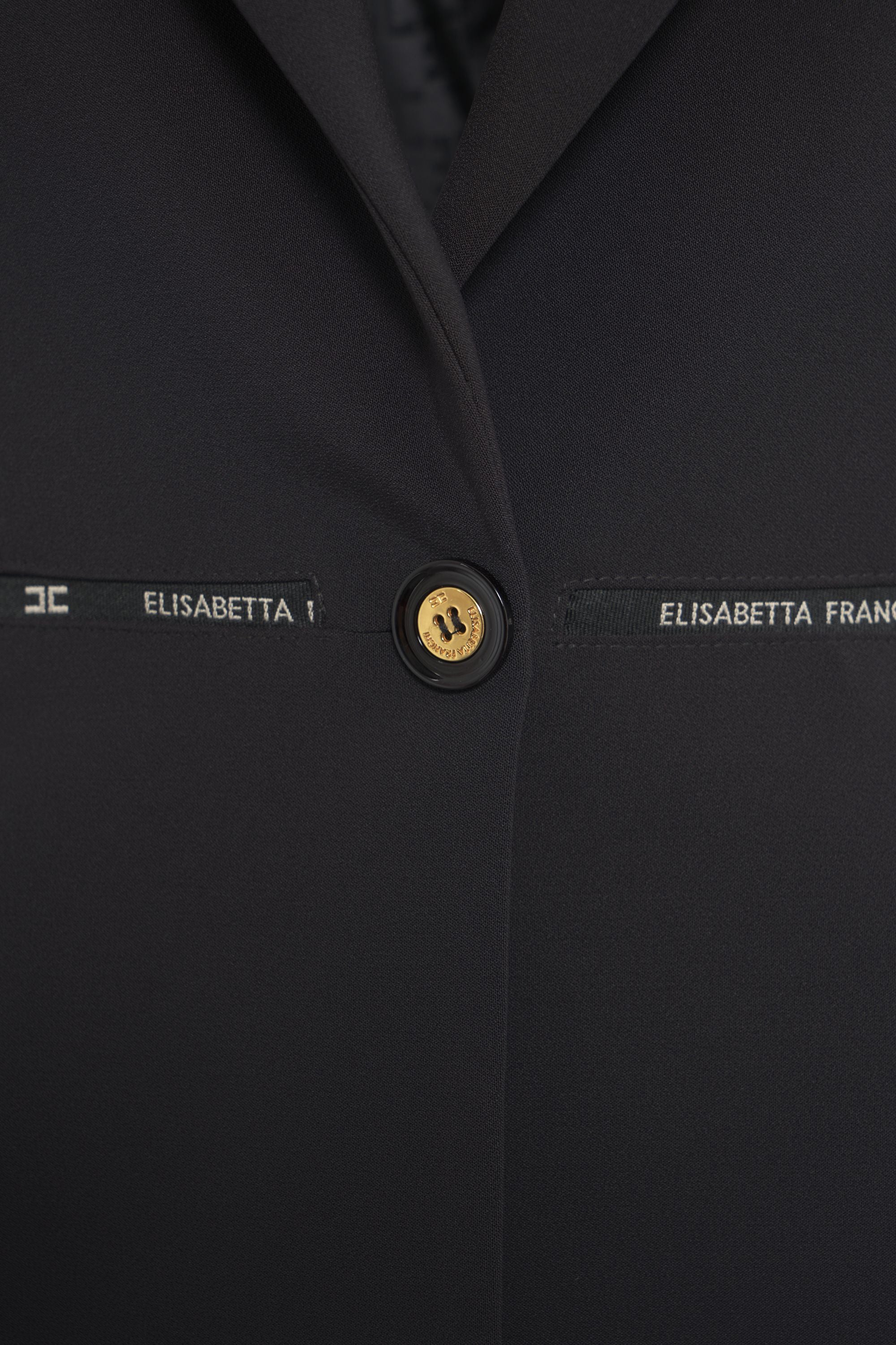 ELISABETTA FRANCHI Tailored Crepe Blazer with Logo Belt for Women