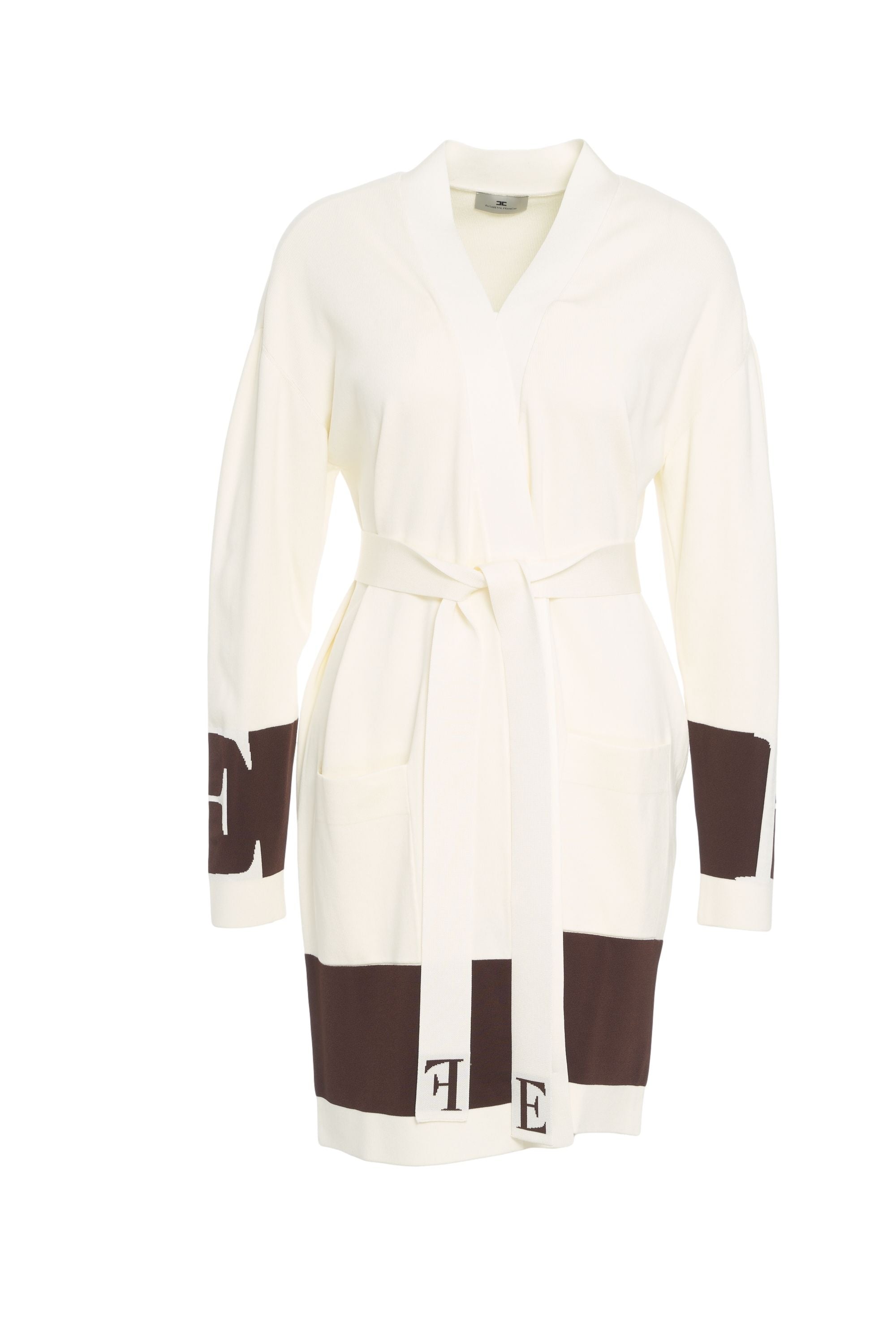 ELISABETTA FRANCHI Belted Cardigan with V-Neck for Women