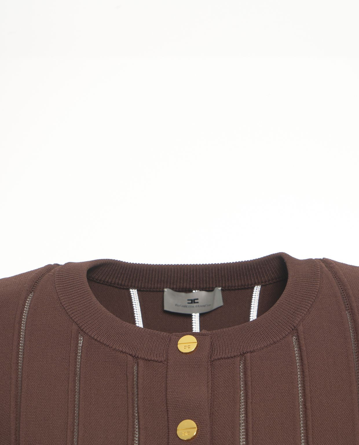 ELISABETTA FRANCHI Elegant Cardigan with Peplum Hem and Decorative Buttons