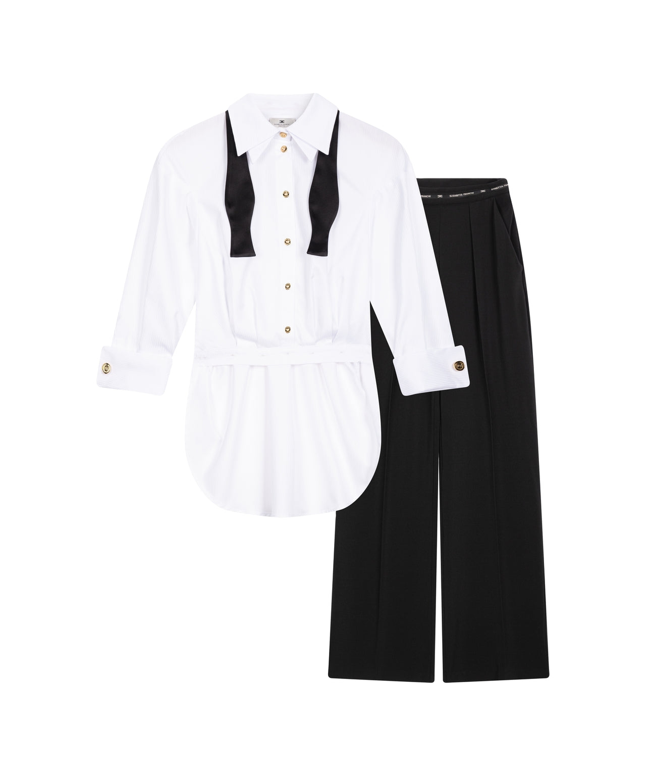 ELISABETTA FRANCHI Elegant Women's Two-Piece Suit with Bow Details