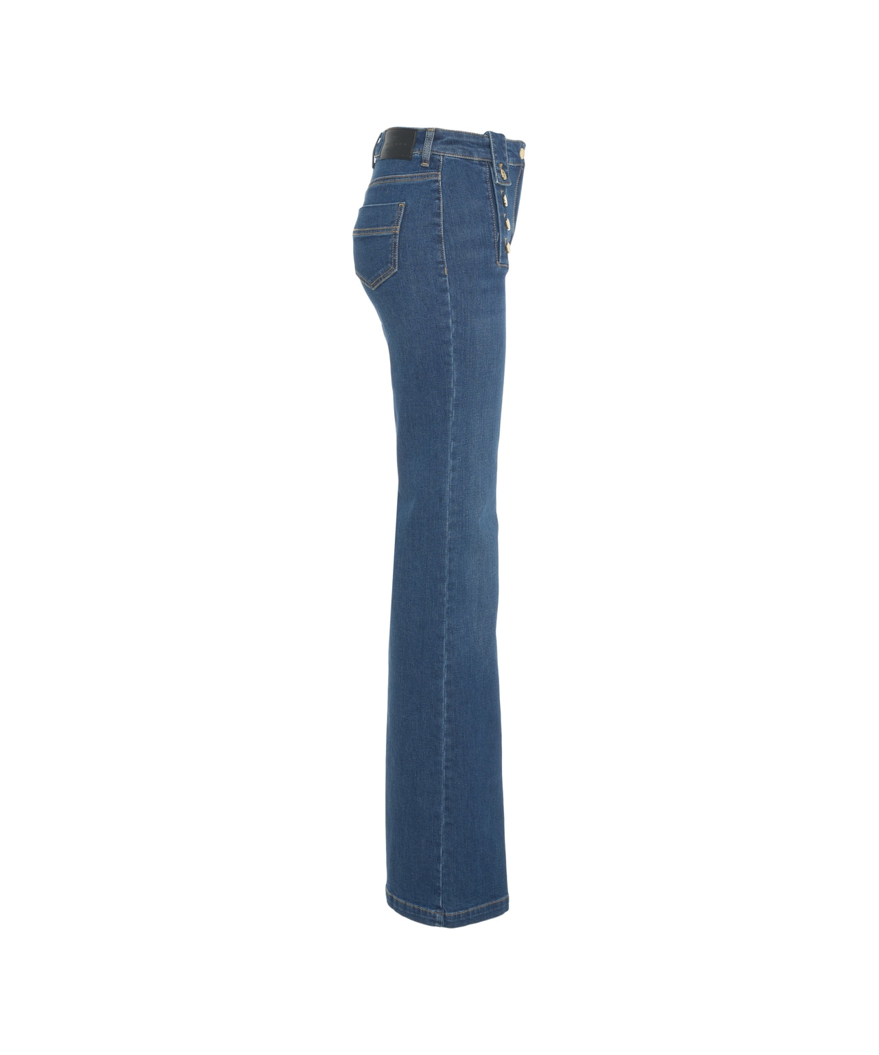 ELISABETTA FRANCHI High-Waisted Flared Jeans with Decorative Buttons