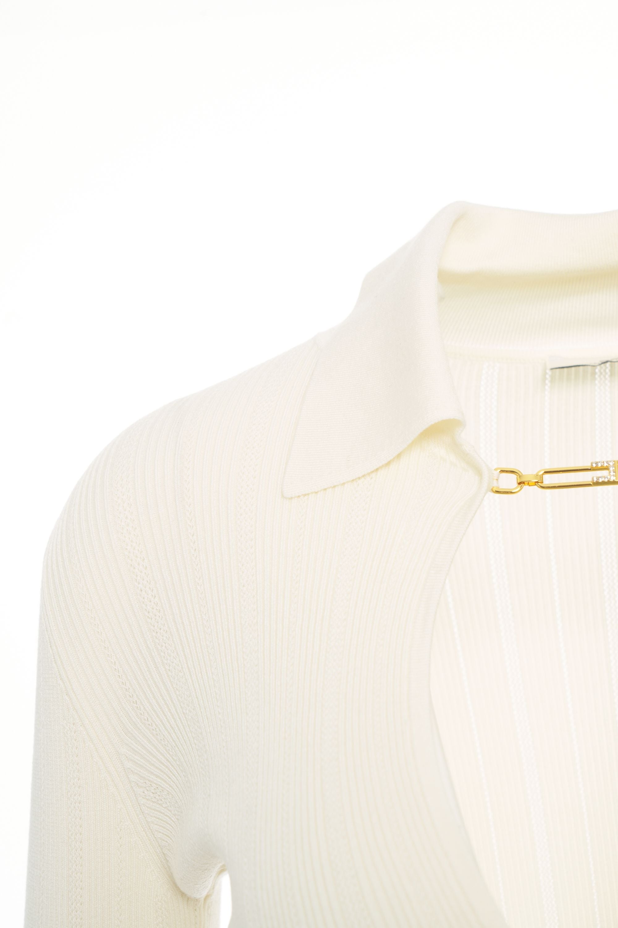 ELISABETTA FRANCHI Elegant Ribbed Sweater with Chain Detail