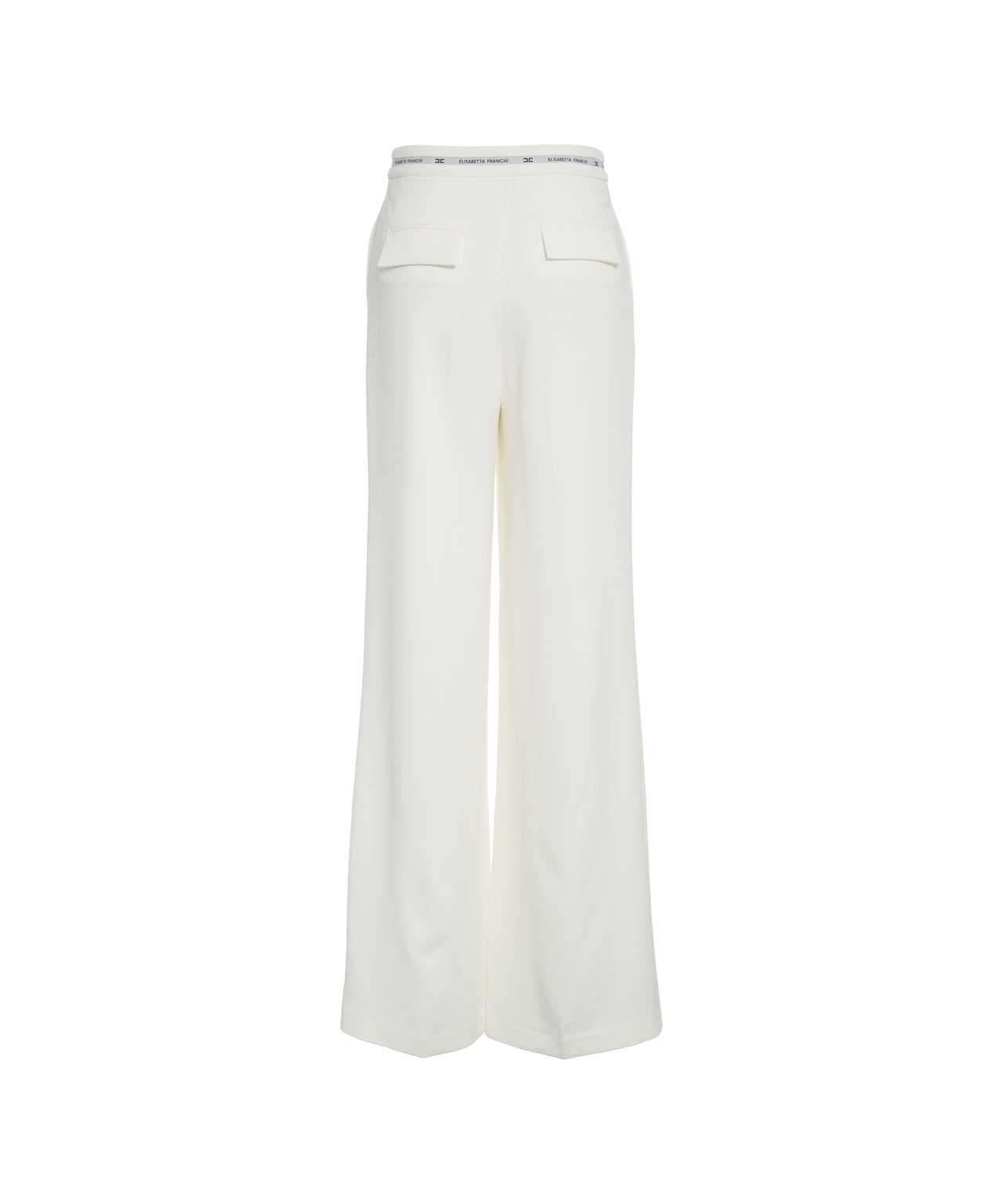 ELISABETTA FRANCHI Elegant Wide-Leg Trousers with Logo Detail