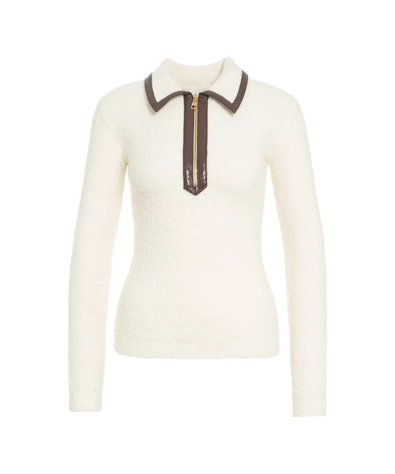 ELISABETTA FRANCHI Textured Slim-Fit Polo Sweater