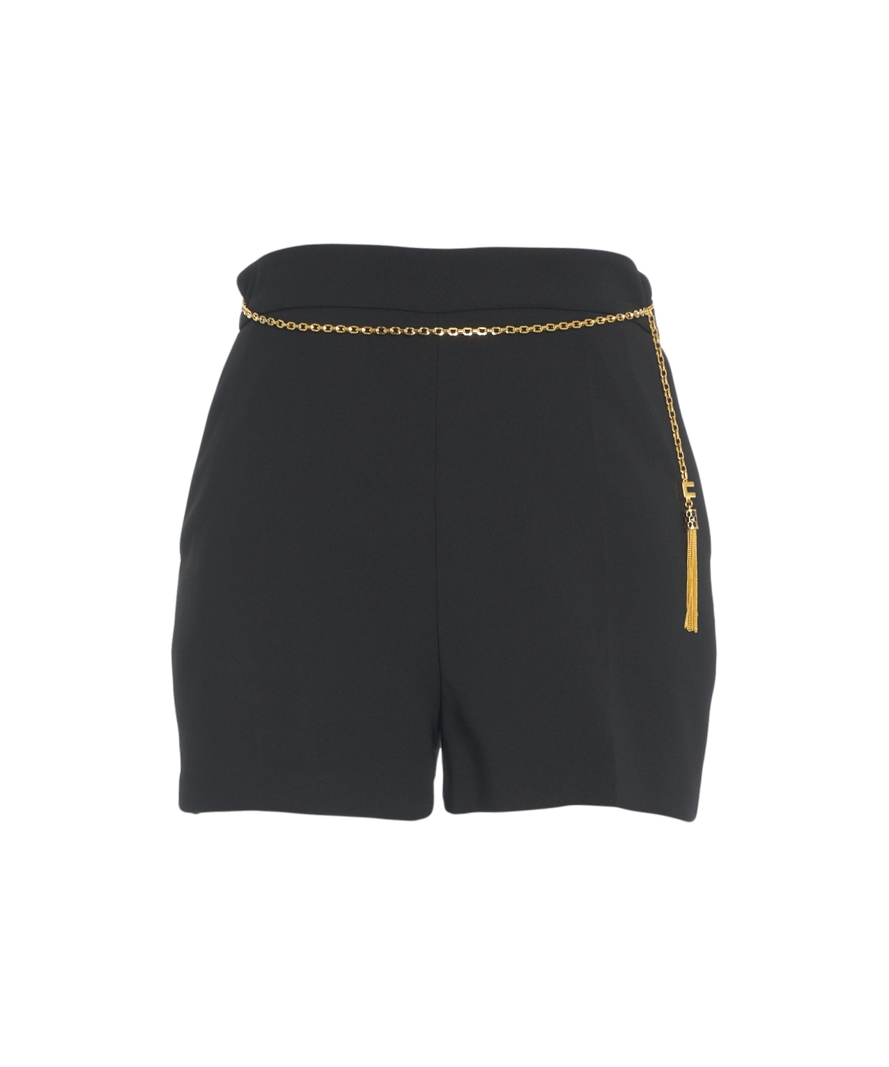 ELISABETTA FRANCHI High-Waisted Slim-Fit Bermuda Shorts with Chain Detail