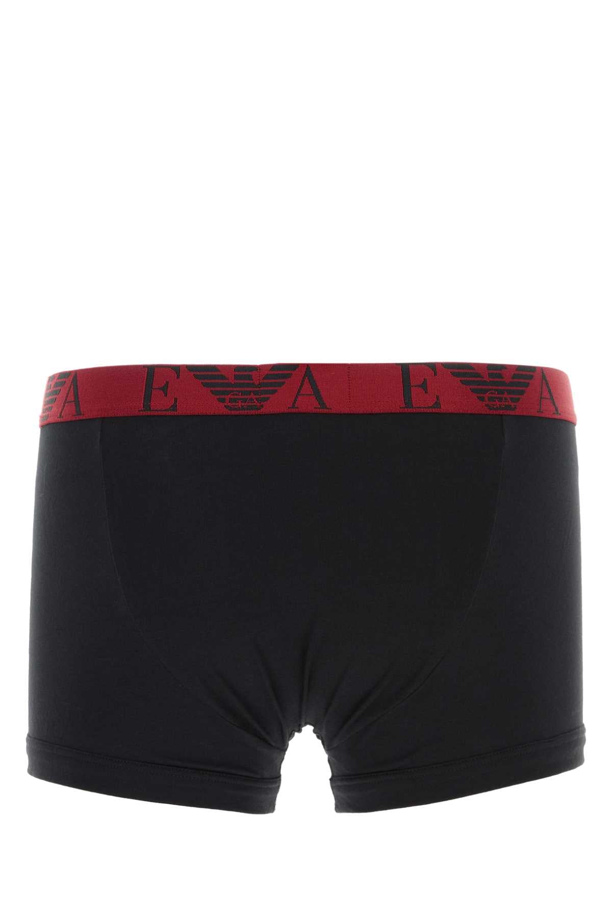 EMPORIO ARMANI Men's Stretch Cotton Boxer Set - 3-Pack Trunk with Bold Monogram