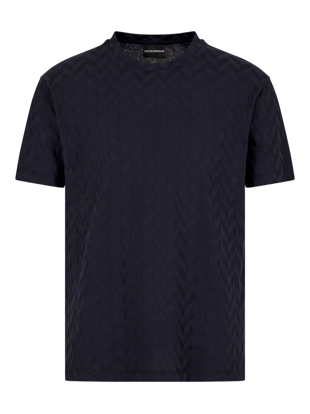 EMPORIO ARMANI Herringbone Pattern Short Sleeve Round Neck Cotton T-Shirt