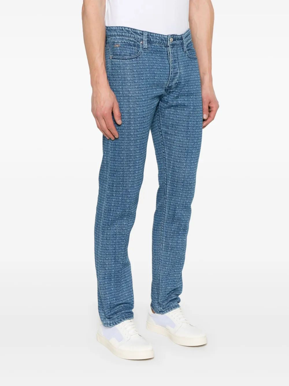EMPORIO ARMANI Allover Logo Denim Jeans for Men - SS25