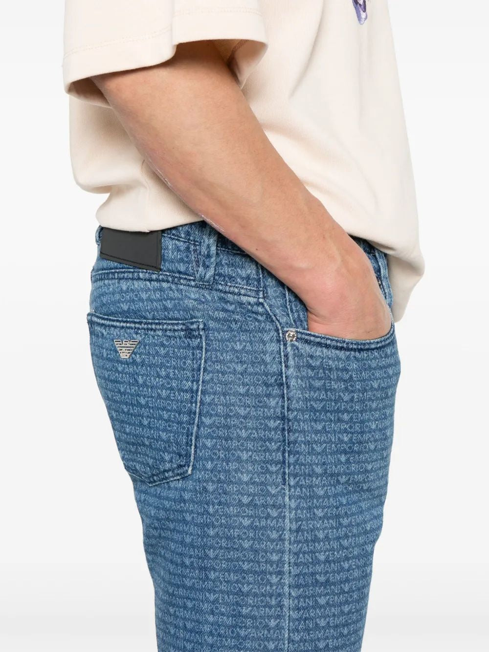 EMPORIO ARMANI Allover Logo Denim Jeans for Men - SS25