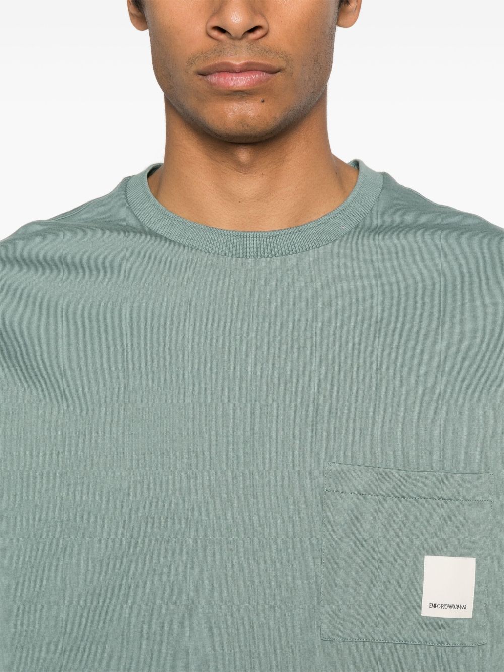 EMPORIO ARMANI Logo Cotton T-Shirt with Chest Patch Pocket - Long Sleeve for Men