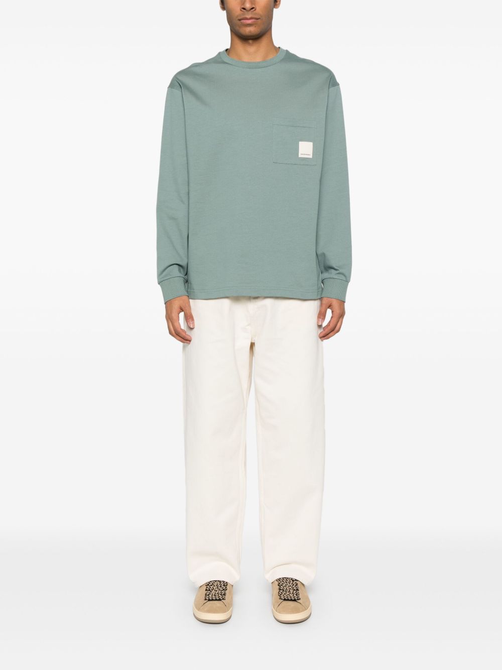 EMPORIO ARMANI Logo Cotton T-Shirt with Chest Patch Pocket - Long Sleeve for Men